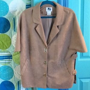 BEIGE FAUX SUEDE CAPE LIKE JACKET SIZE MEDIUM